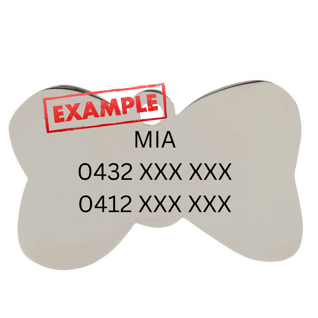 Bowtie Pet Tag Engraving Example