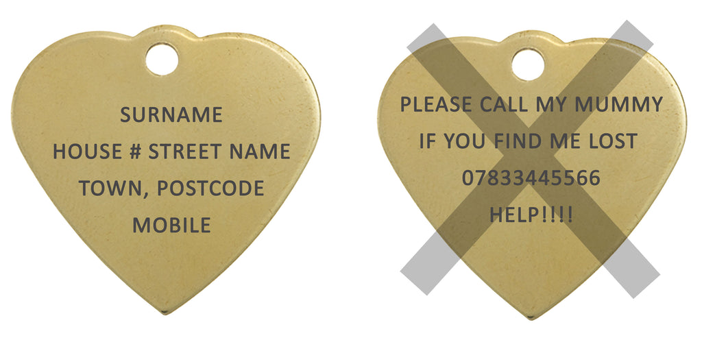 Brass Heart-shaped Pet ID Tag