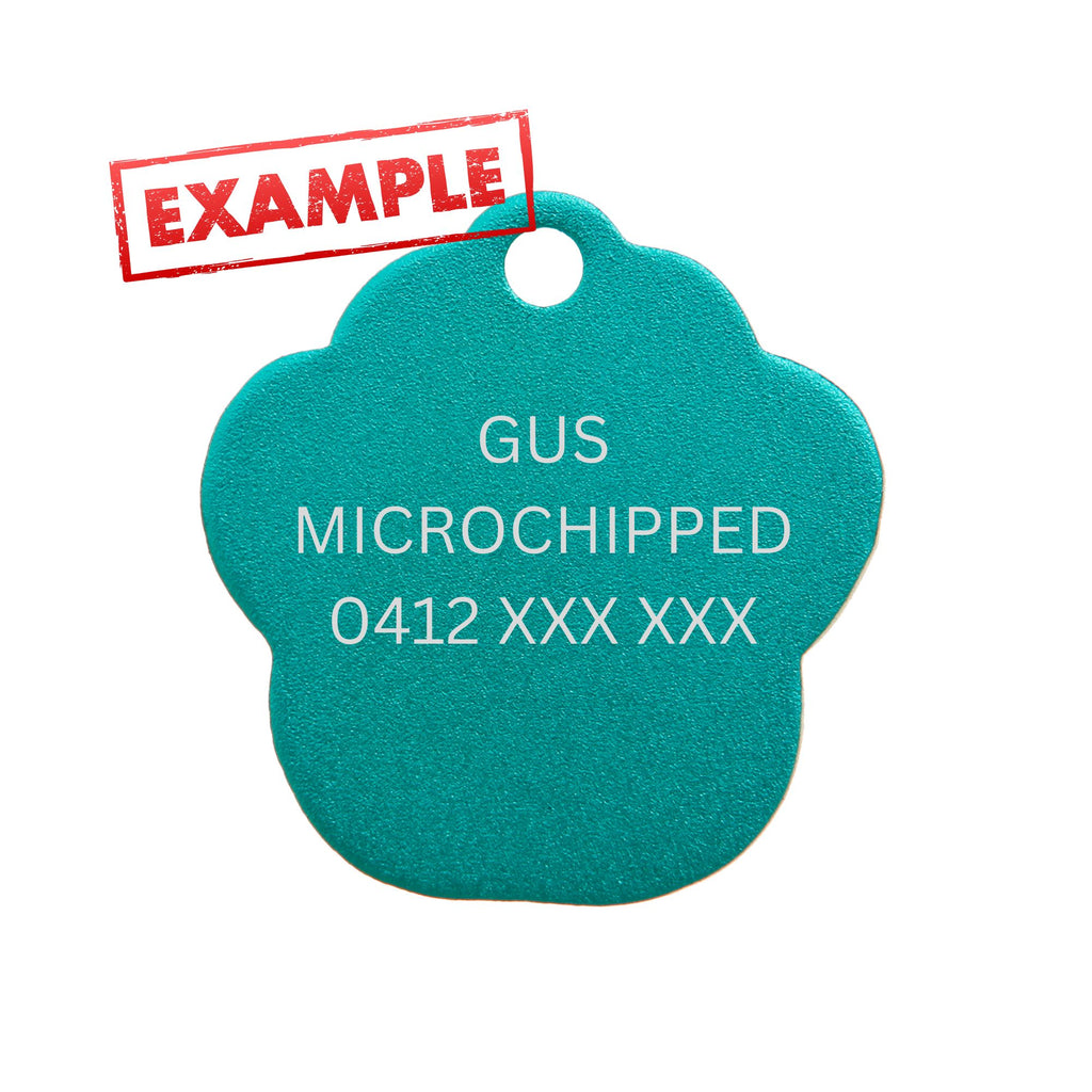 Engraved Green Aluminium Paw Pet Tag