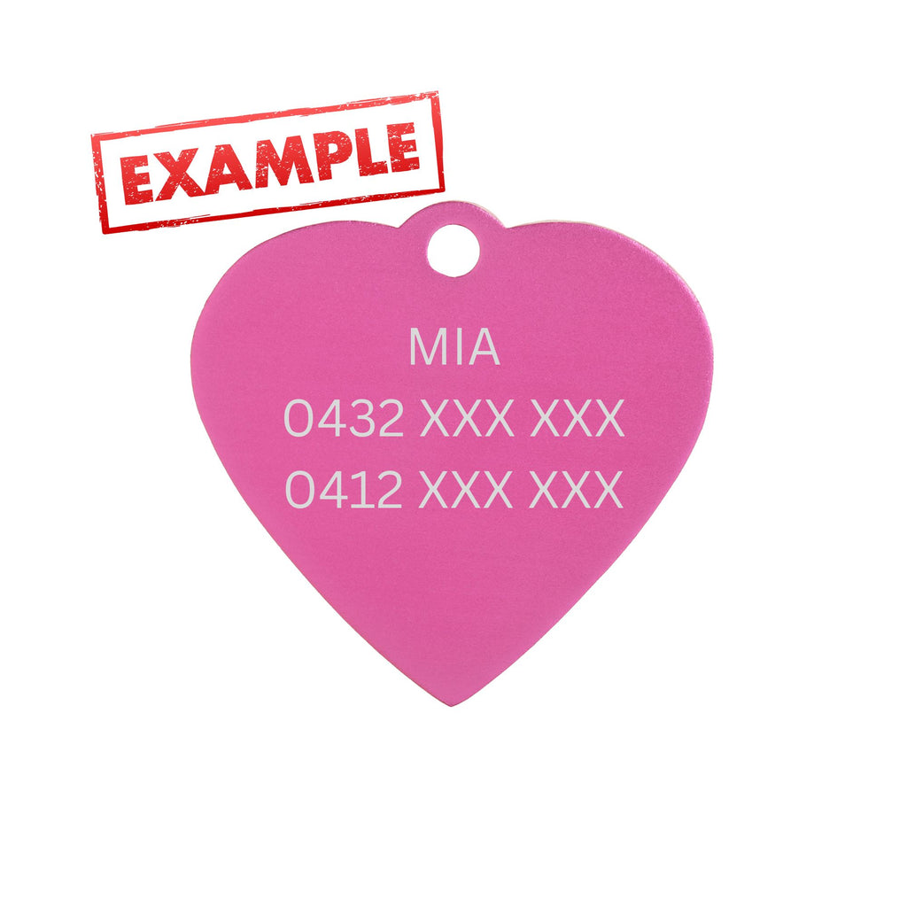 Engraved Pink Aluminium Heart Pet Tag