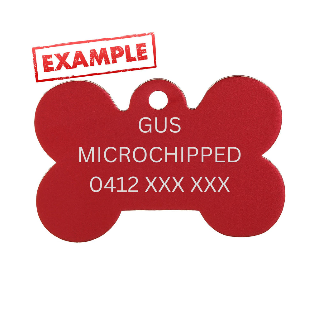 Engraved Red Aluminium Bone Pet Tag