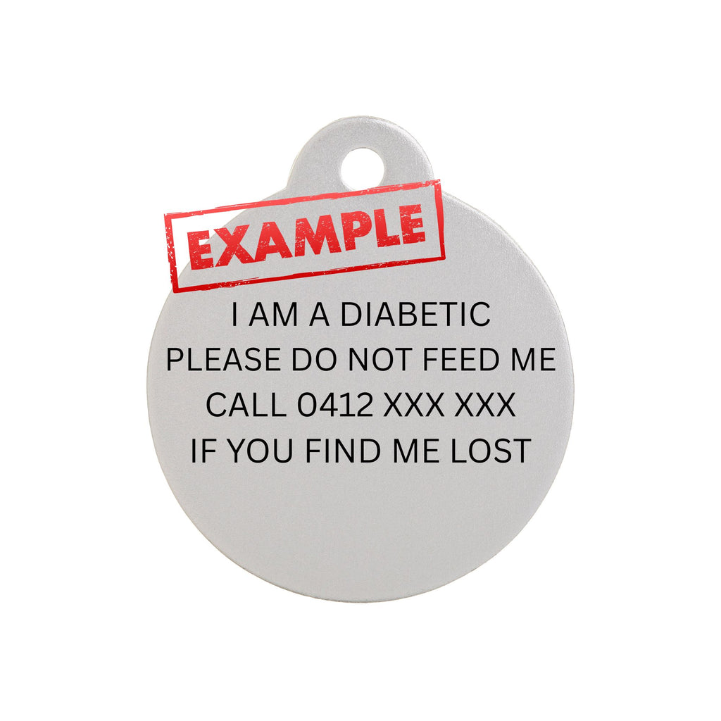 Medical Alert Pet Tag Engraved Example