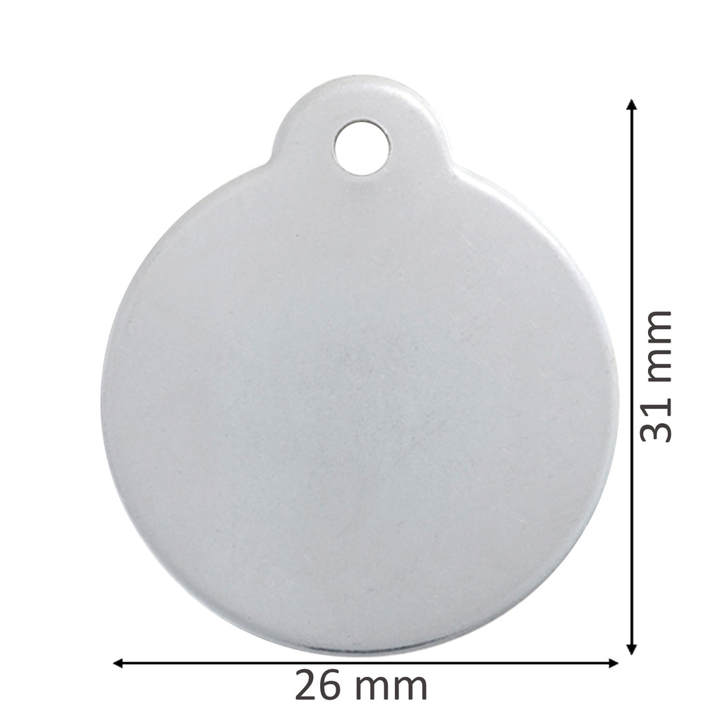 Round Silver Finish Pet Tag with Swarovski Crystals