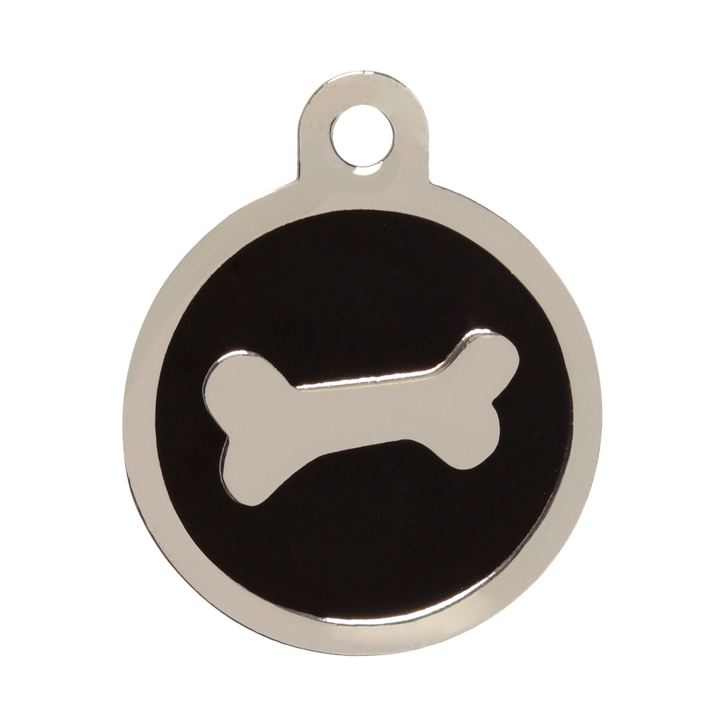 Bone Black Pet Tag