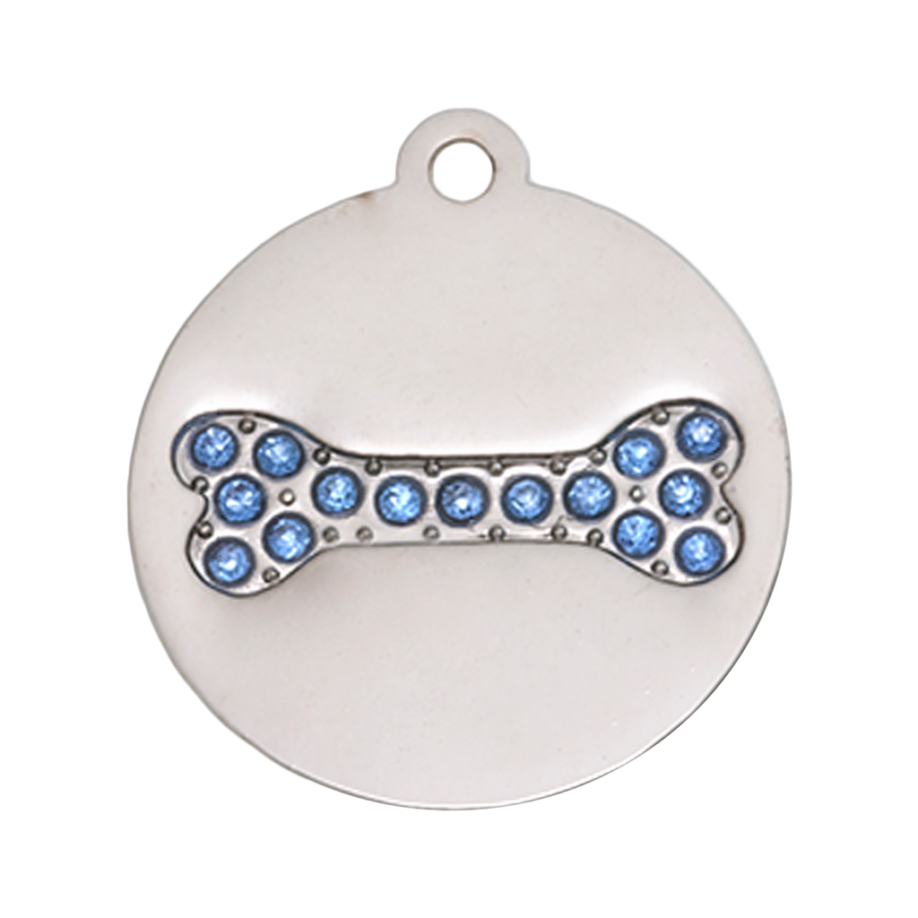 Bone Design Pet Tag with Swarovski Crystals