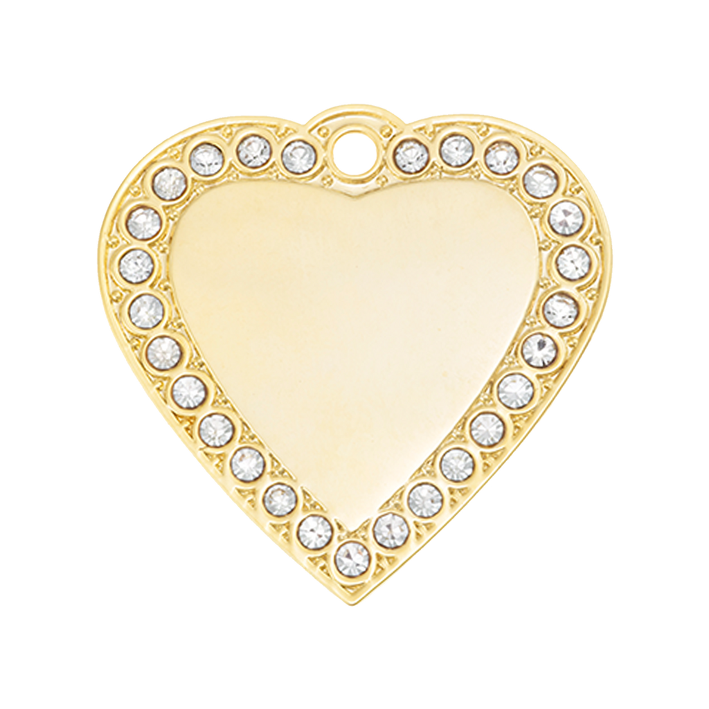 Gold Heart Pet Tag with Swarovski Crystals