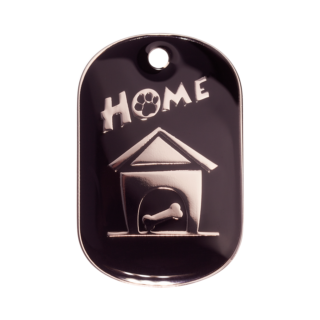 Large Black Home Design Dog ID Tag