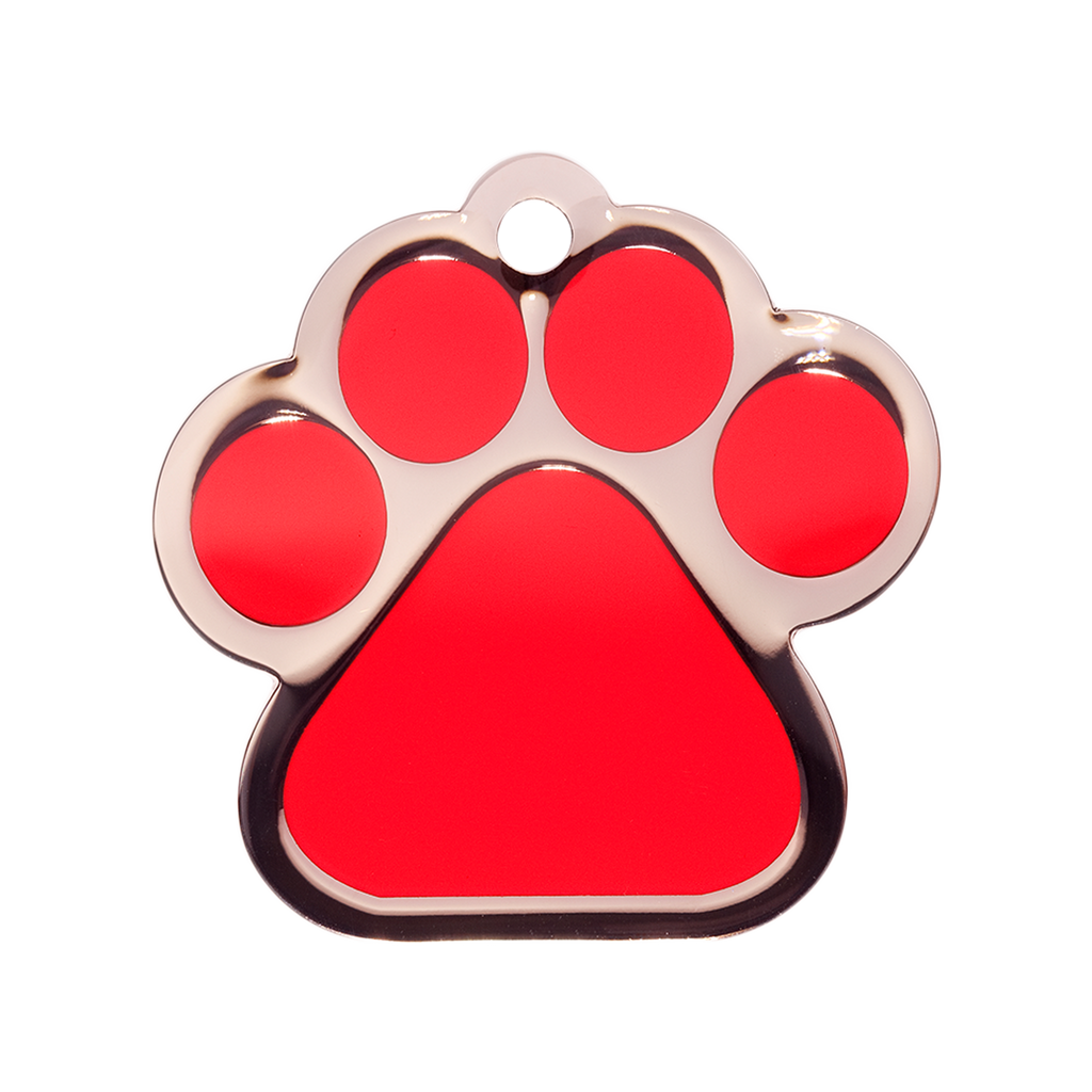 Large Red Paw Dog ID Tag