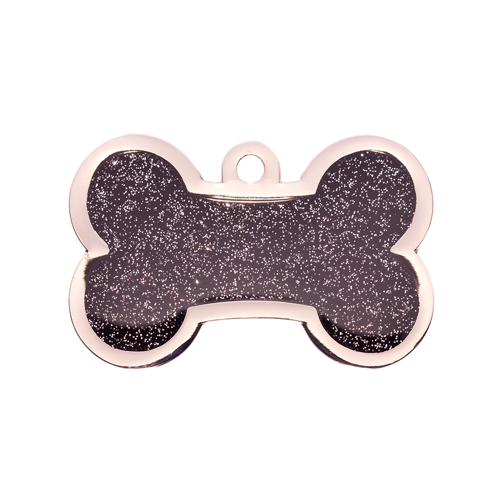 Large Sparkly Black Bone Dog Tag
