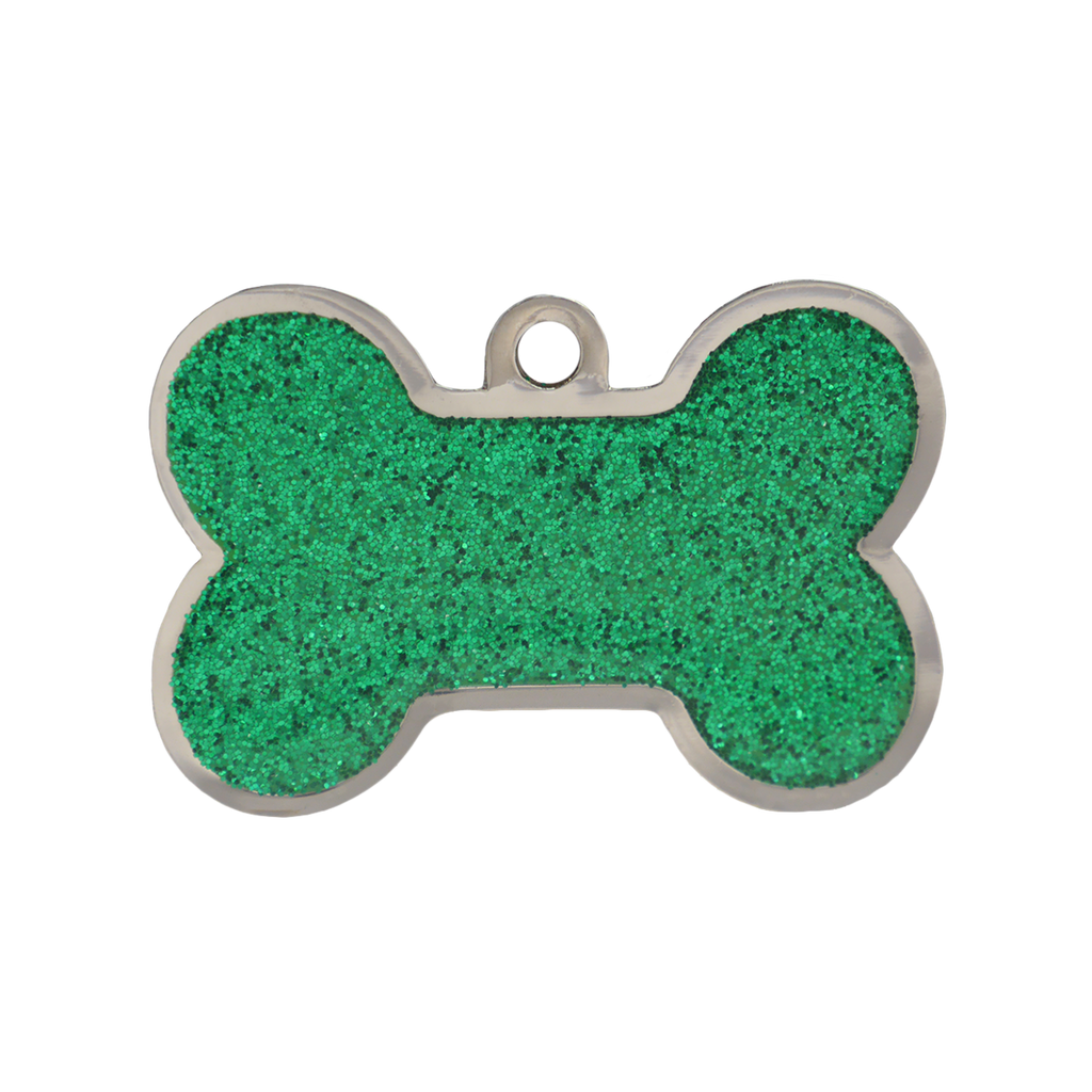 Large Sparkly Green Bone Dog ID Tag