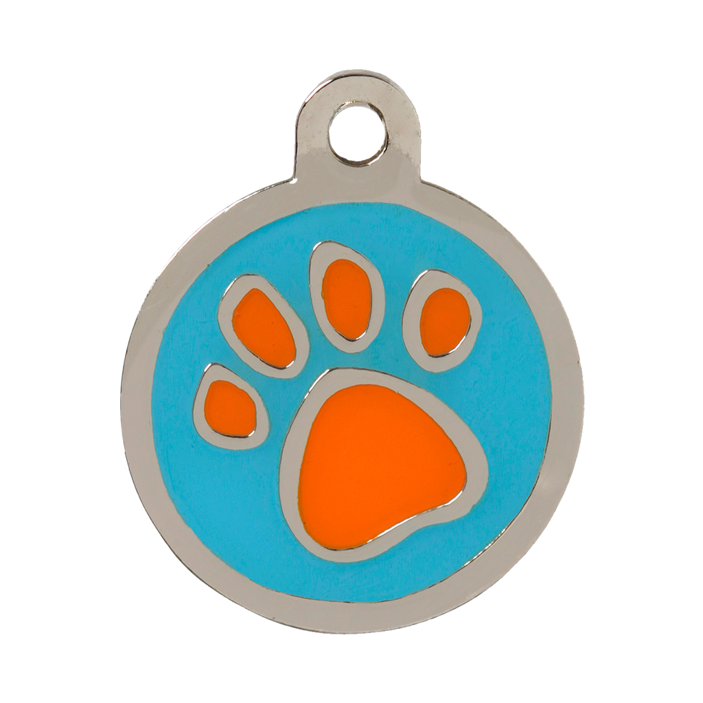 Orange Pawprint and Blue Pet Tag