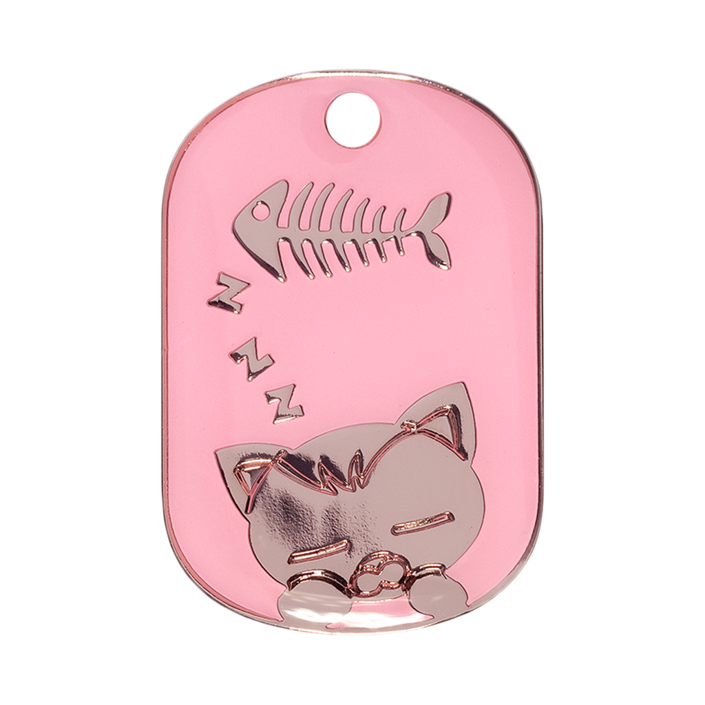 Pink Sleeping Cat Pet Tag