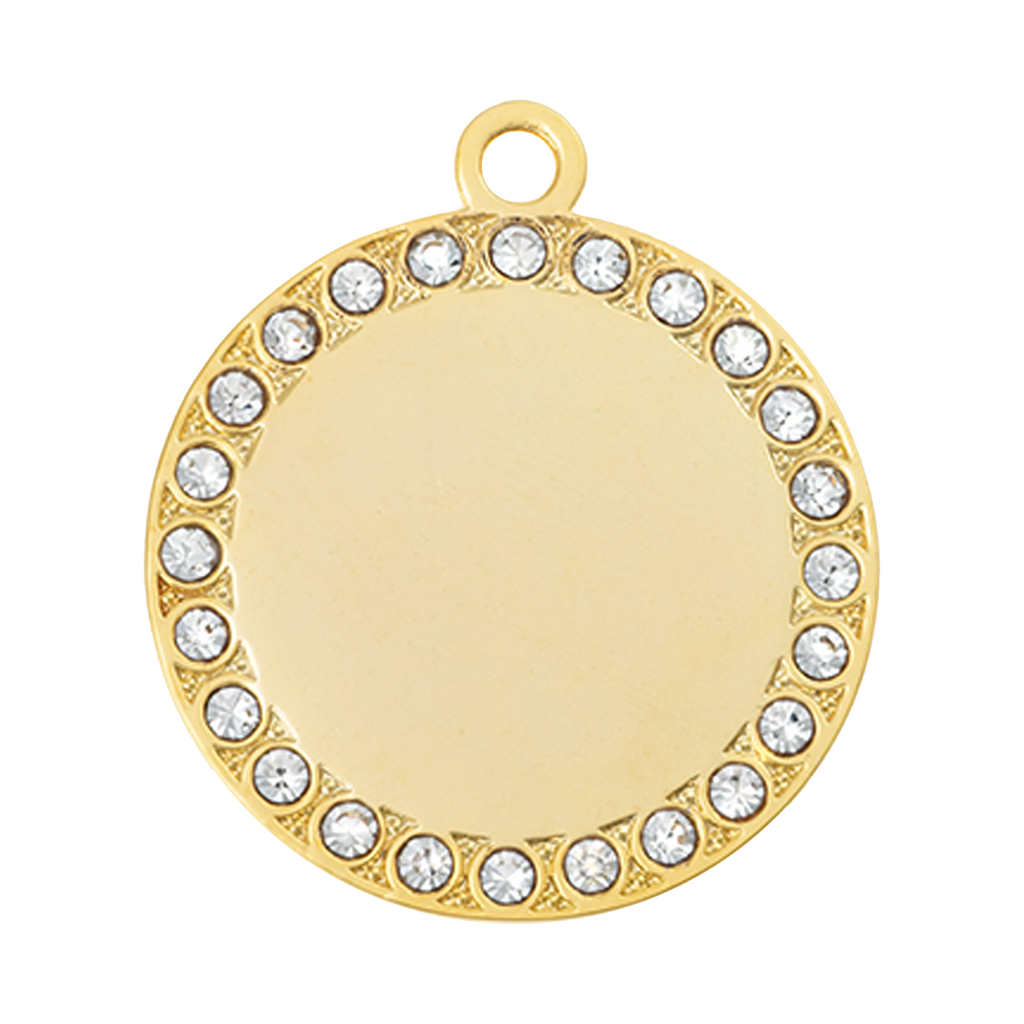 Round Gold Pet Tag with Swarovski Crystals