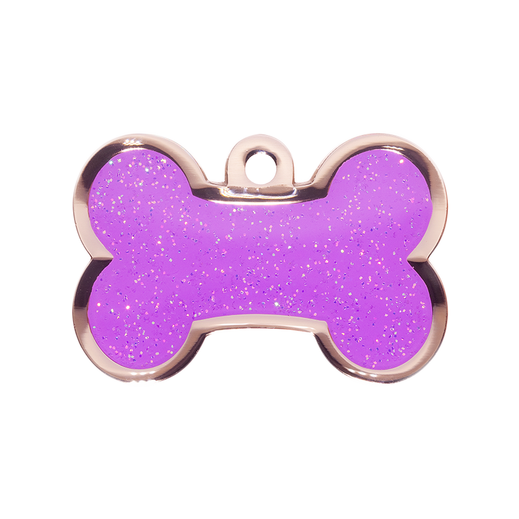 Small Sparkly Purple Bone Dog ID Tag