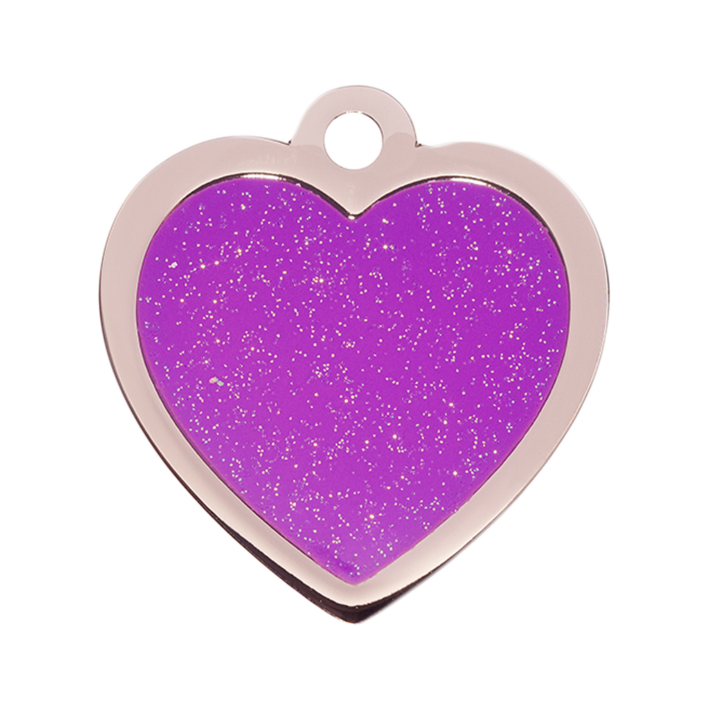 Small Sparkly Purple Heart Pet ID Tag