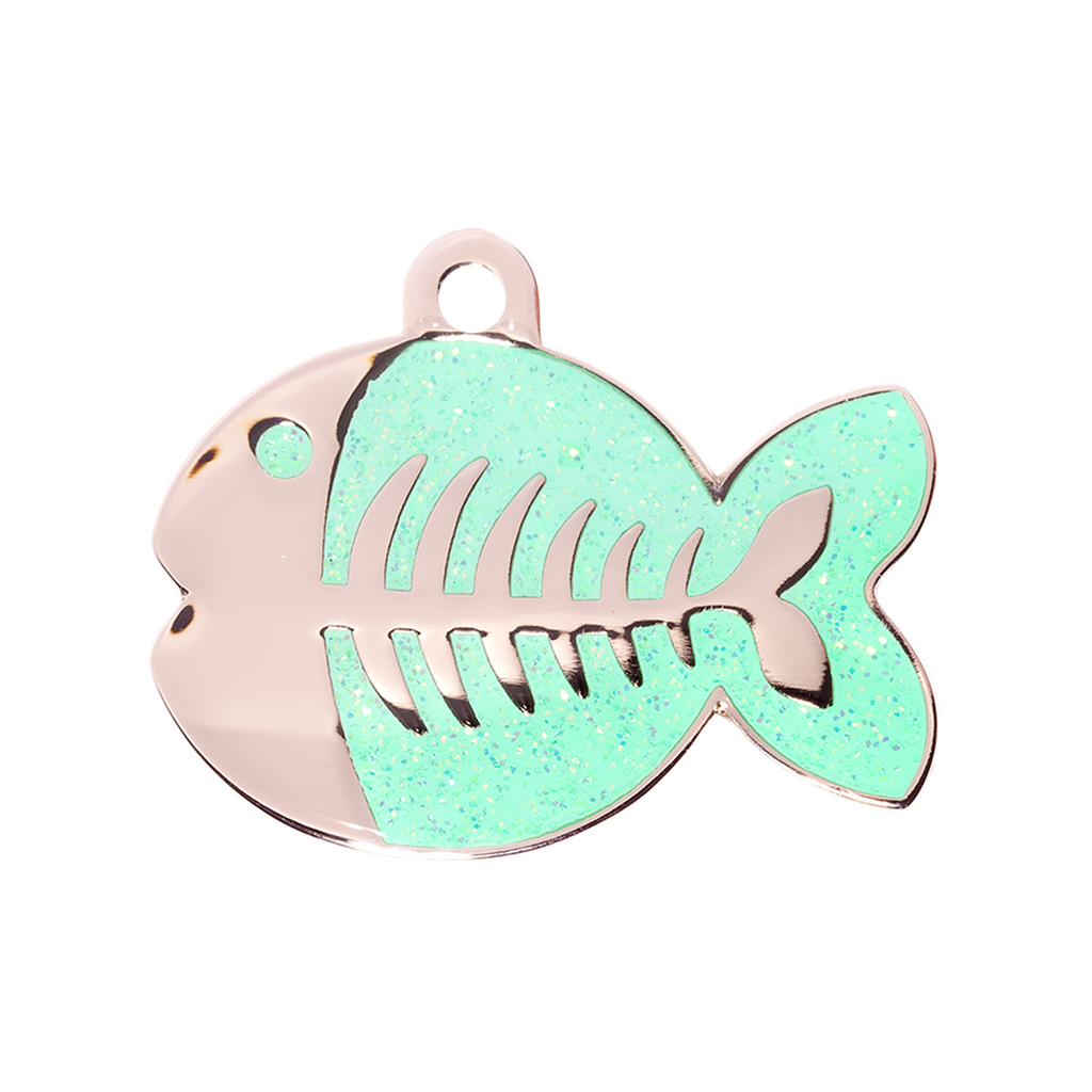 Sparkly Green Fish Cat ID Tag
