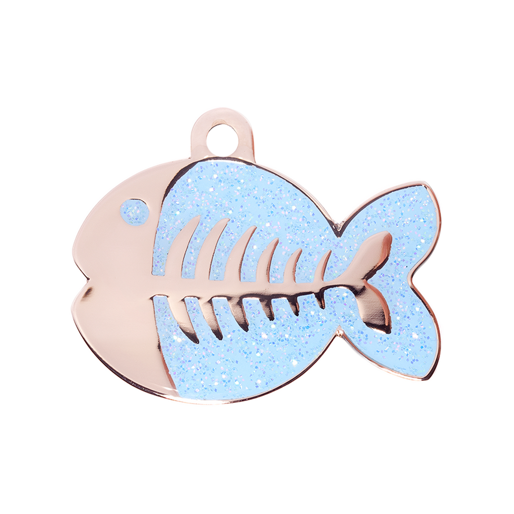 Sparkly Light Blue Fish Cat Tag